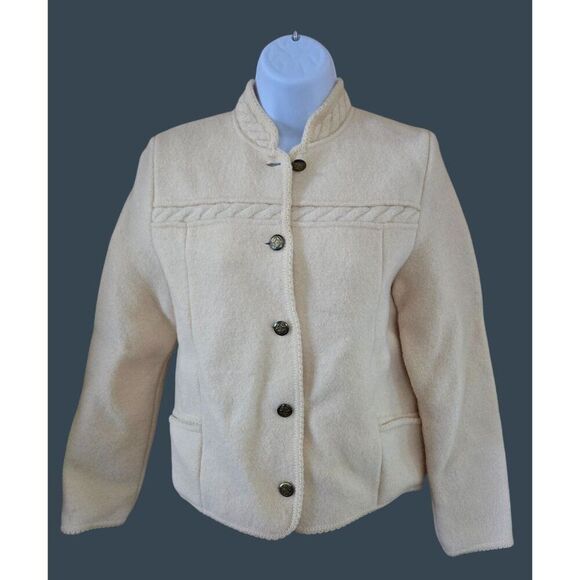 Northern Isles Wool Cream Button-Up Jacket fisherman Nautical cottagecore boho - Picture 2 of 11